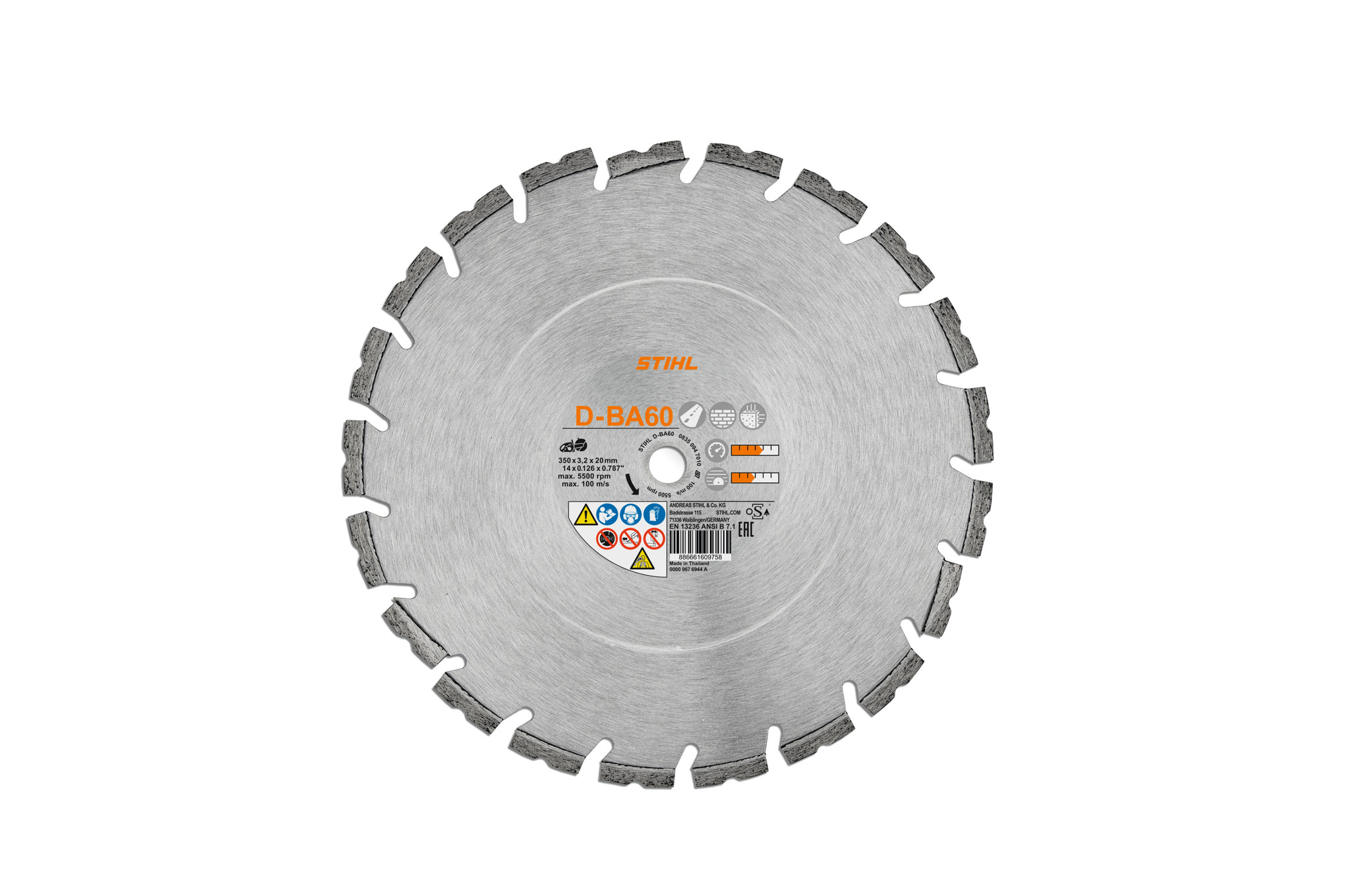 Diamant-Trennscheibe, Beton/Asphalt, D-BA60, Ø 350mm/14"