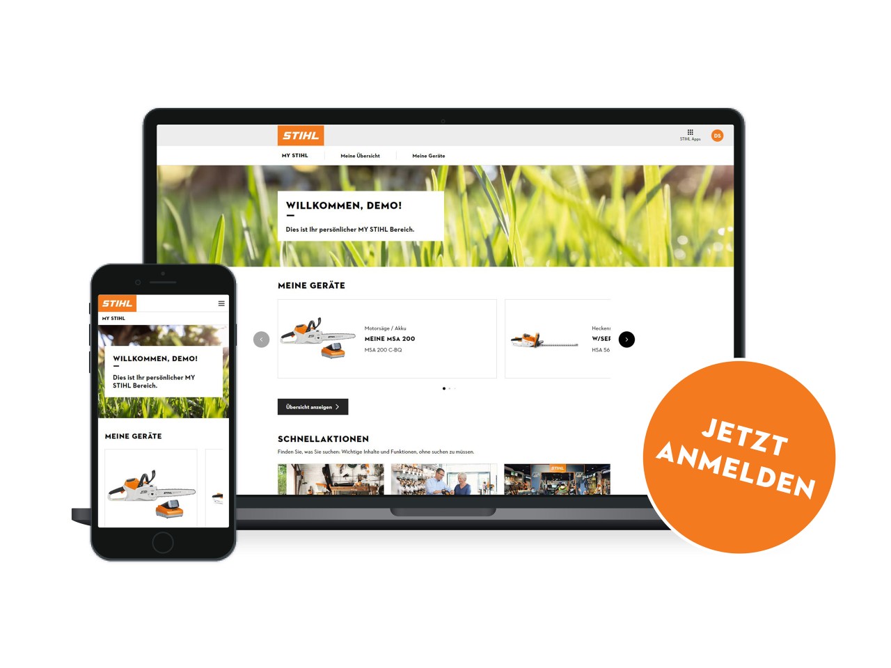 Desktop- und Mobile Ansicht der MY STIHL Garantieverlängerung 
