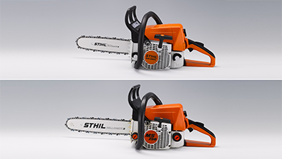 STIHL Mitarbeiter überprüfen die Qualität von einem STIHL Laubbläser.