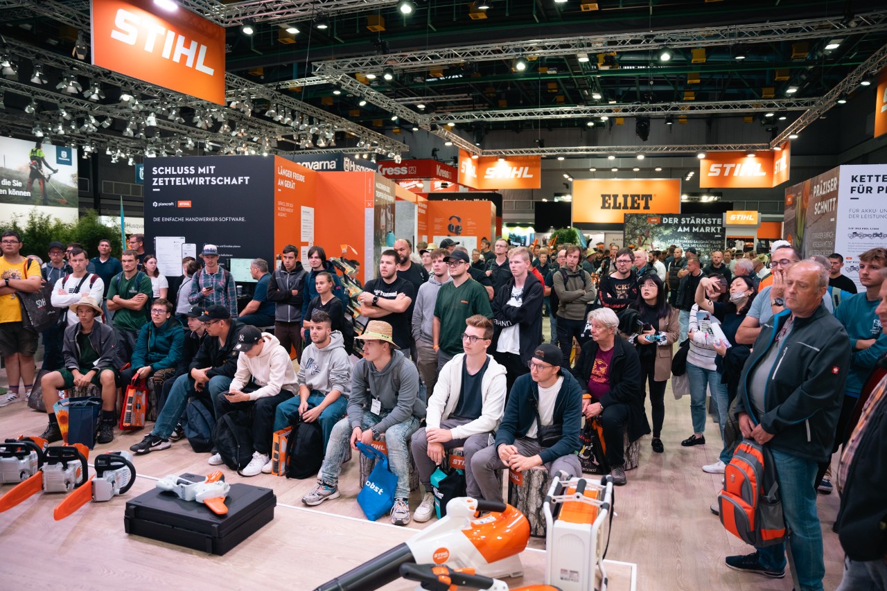 Vor-Ort-Ansicht vom STIHL Stand auf der GaLaBau Messe 2024