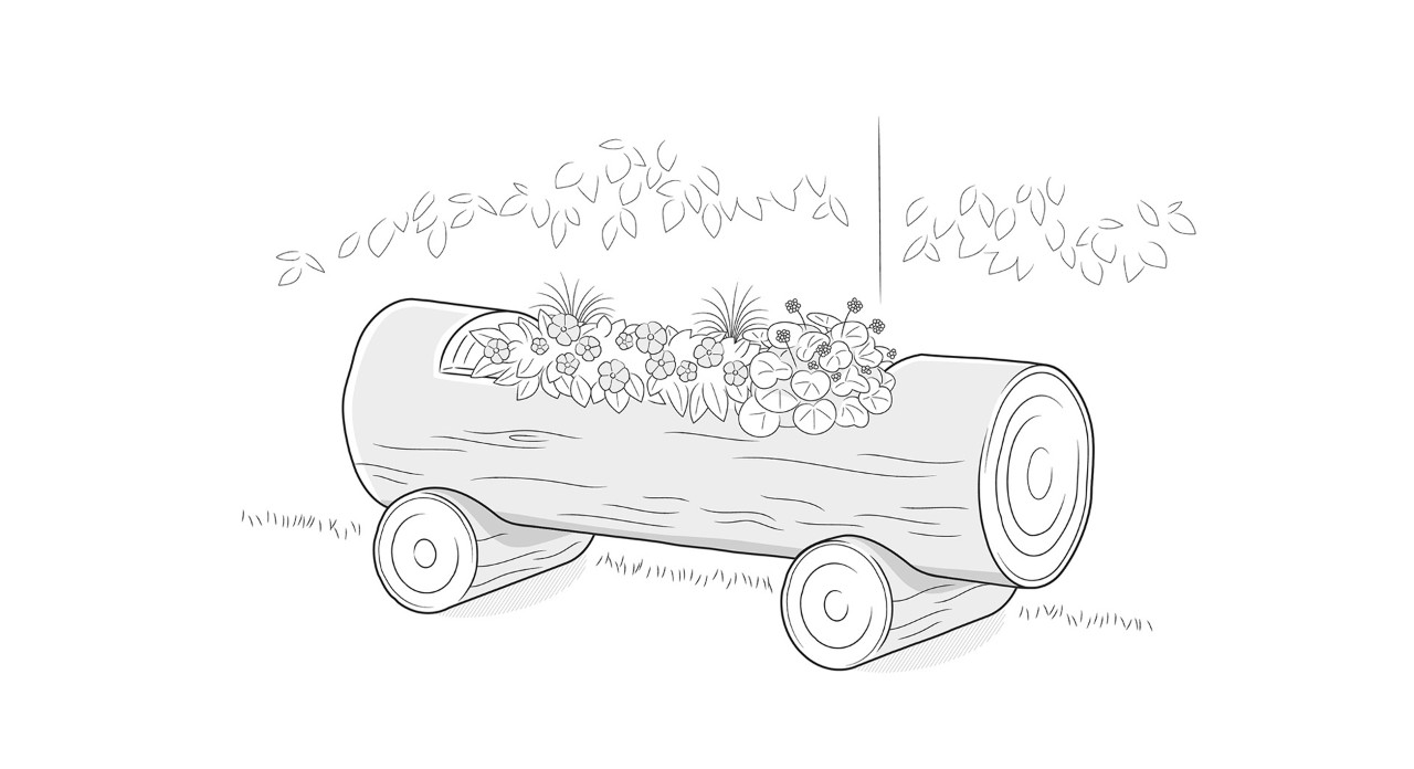  Illustration: Fertiggestellter, befüllter Pflanztrog zum Selber bauen