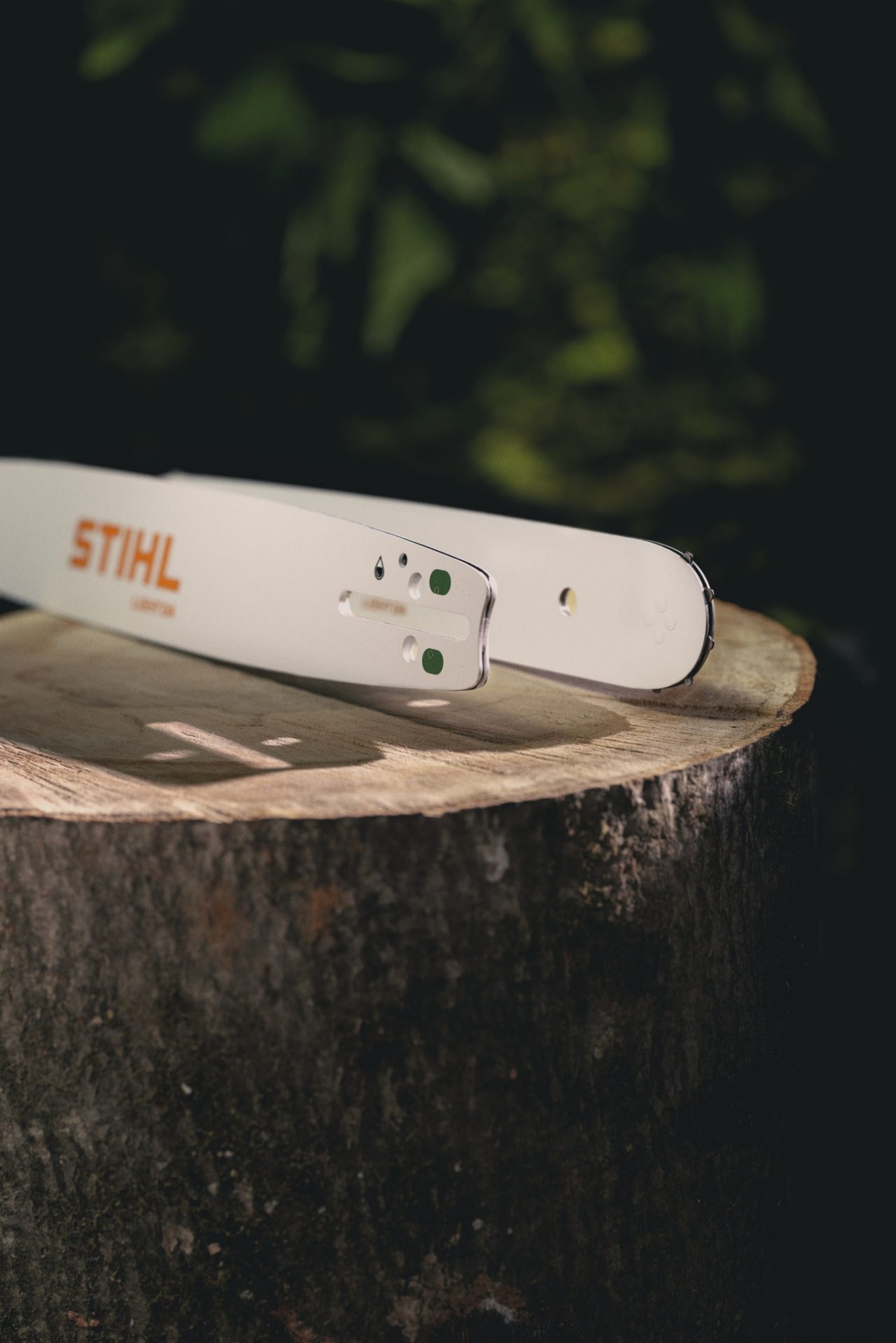 Nahaufnahme einer STIHL Führungsschiene